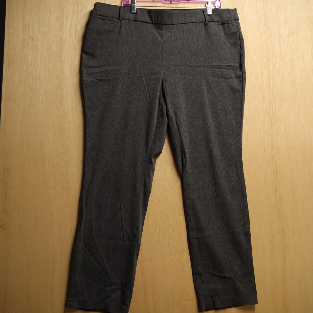 Amy Dress Pants Womens 18W Charcoal Gray Straight Leg Stretch Office Attire